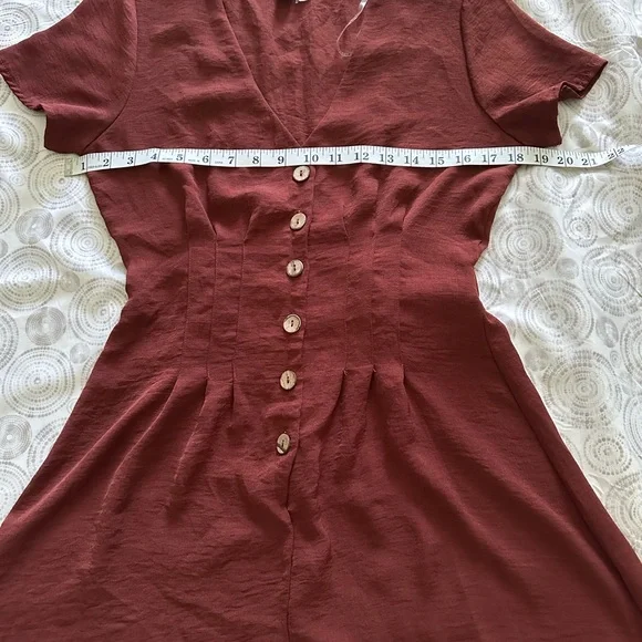 Haute‎ Monde Maroon Jumper V-Neck Seamless Short Sleeves  M Size Medium. NWOT - Picture 8 of 14